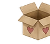 An open shipping box with a heart inside
