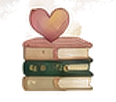A stack of books topped with a heart